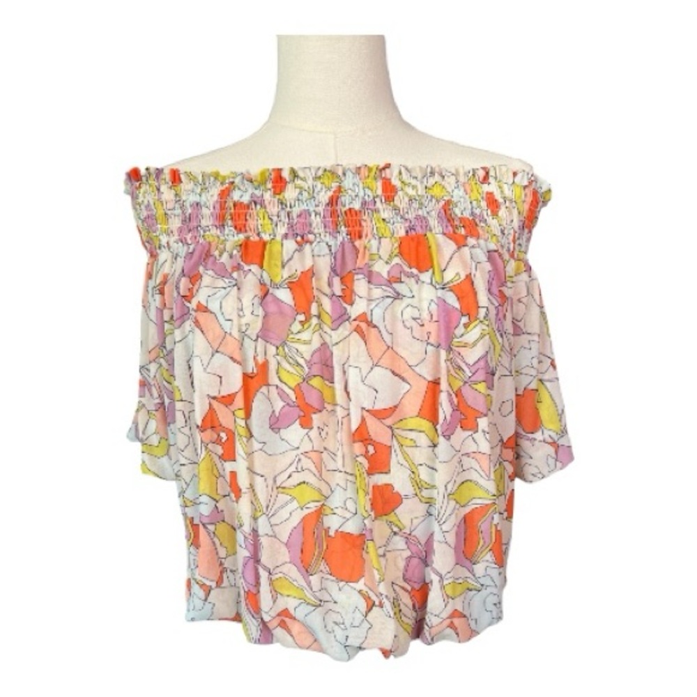 🆕 NWOT Free People women’s technicolor floral OTS bubble top | size small